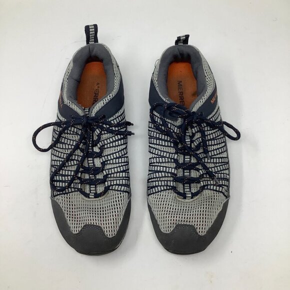 Merrell men\'s hiking trail shoes 9.5 43 grey navy blue lace up main image 6